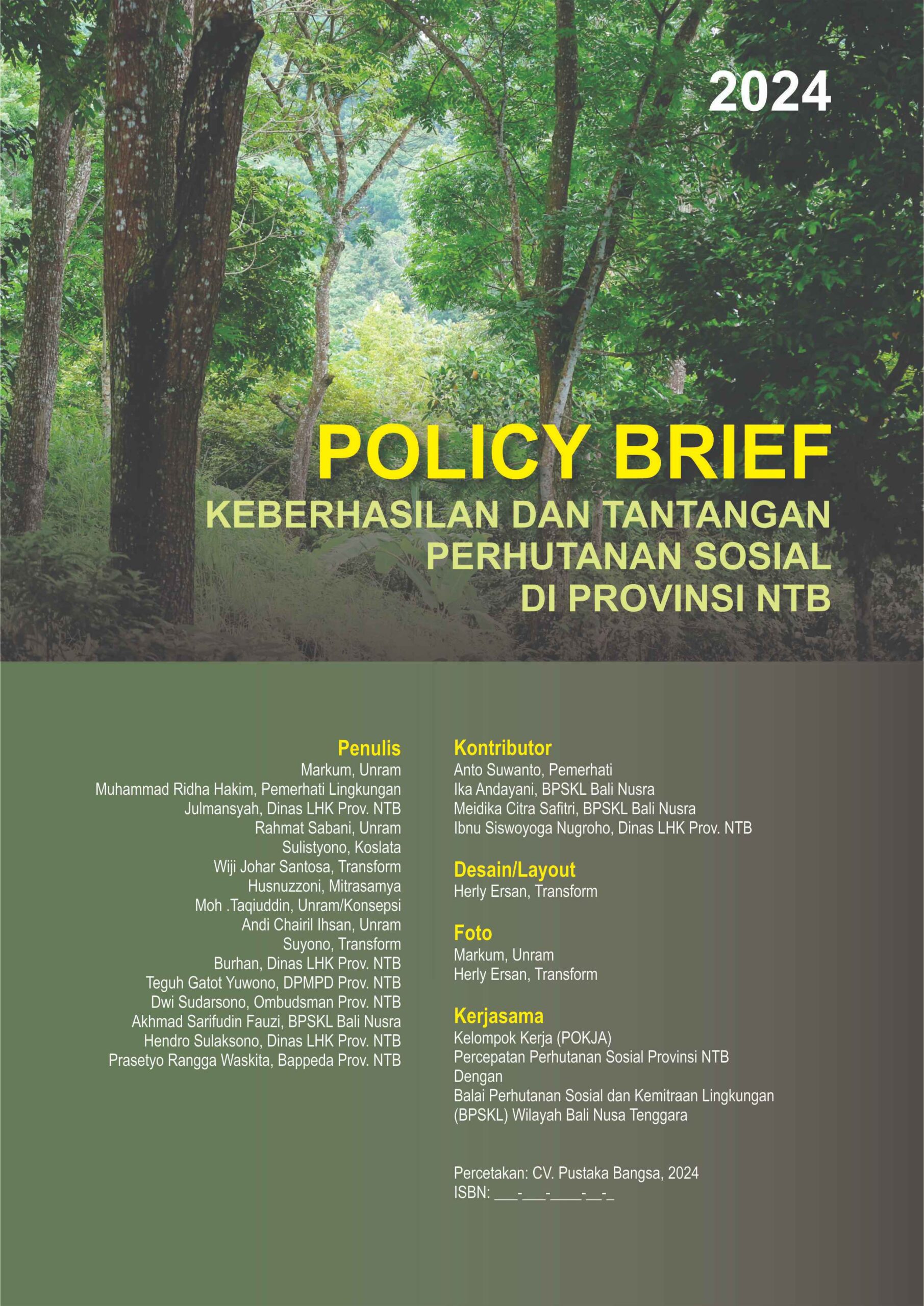 Cover Policy Brief Keberhasilan dan Tantangan Perhutanan Sosial di Provinsi NTB